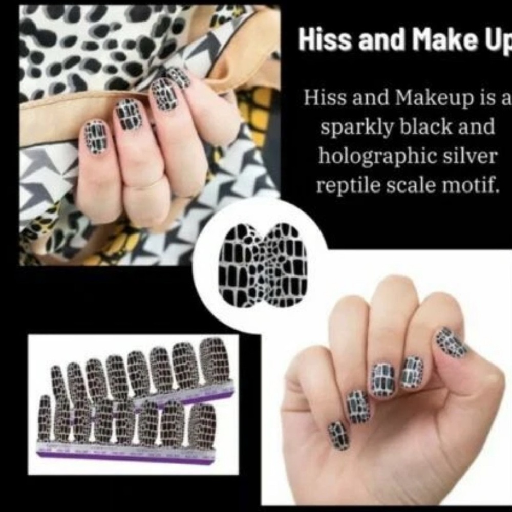 Color Street Black & Silver Reptile-Scale Press-On Nails